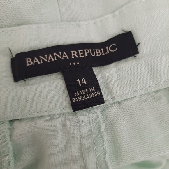 BANANA REPUBLIC Linen Cotton Blend Casual Crop Ankle Pants Pastel Green Sz 14 - Picture 11 of 12